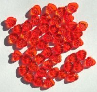 50 9mm Transparent Orange Leaf Beads